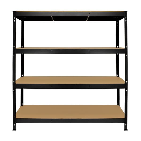 Q-Rax Robust Svart Extra Bred Lagerhylla Verkstadshylla Garagehylla Verkstad Garage Lager Förvaring MDF Bultfri Bultlös Tjockt Stål 160 x 160 x 60 cm