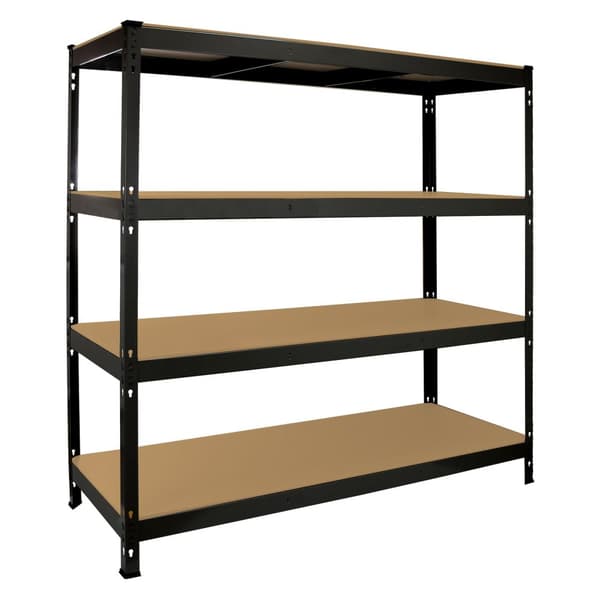 Q-Rax Robust Svart Extra Bred Lagerhylla Verkstadshylla Garagehylla Verkstad Garage Lager Förvaring MDF Bultfri Bultlös Tjockt Stål 160 x 160 x 60 cm