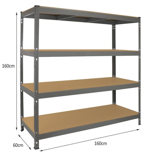 Q-Rax Förvaringshyllor / Lagerhyllor (Grå) | 160 cm (bredd) x 160 cm (höjd) x 60 cm (djup)