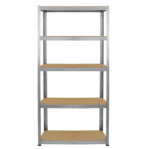 2 x Robusta Lagerhyllor Silver Verkstadshylla Garagehylla Verkstad Garage Lager Förvaring MDF Bultfri Bultlös Galvaniserat Stål 180 x 90 x 30 cm