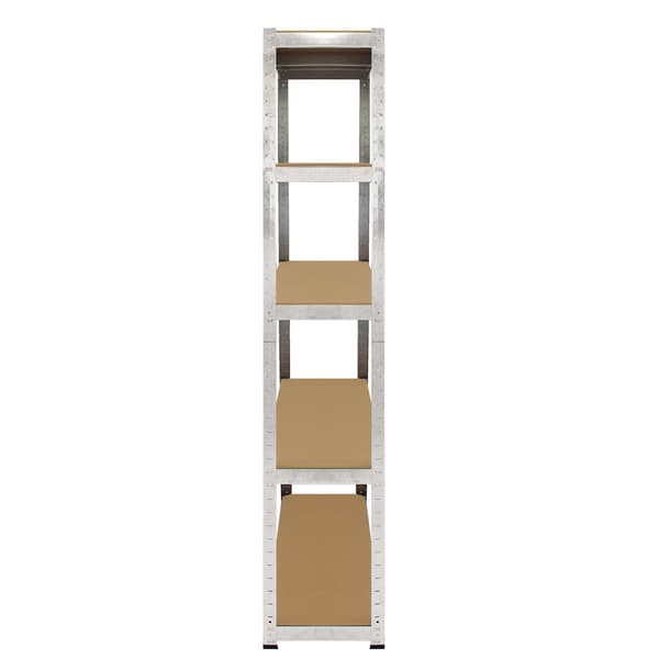 2 x Robusta Lagerhyllor Silver Verkstadshylla Garagehylla Verkstad Garage Lager Förvaring MDF Bultfri Bultlös Galvaniserat Stål 180 x 90 x 30 cm