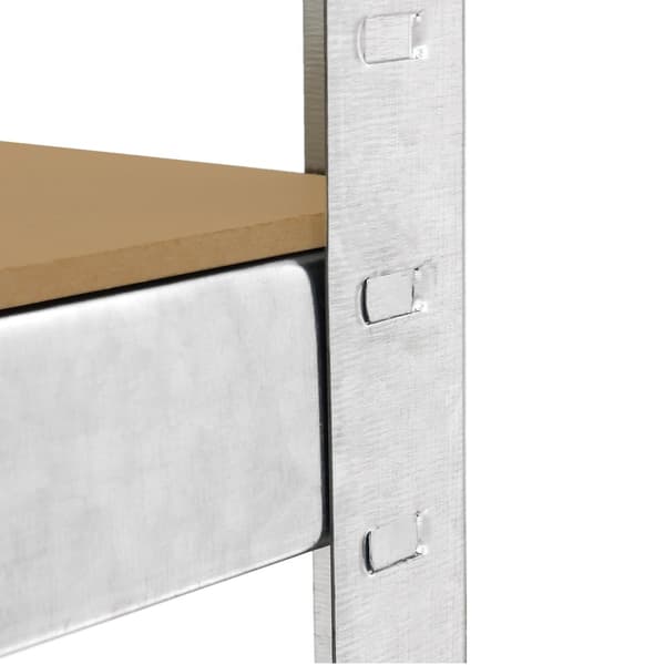2 x Robusta Lagerhyllor Silver Verkstadshylla Garagehylla Verkstad Garage Lager Förvaring MDF Bultfri Bultlös Galvaniserat Stål 180 x 90 x 30 cm