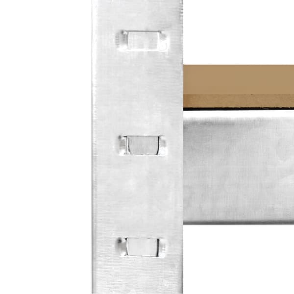 2 x Robusta Lagerhyllor Silver Verkstadshylla Garagehylla Verkstad Garage Lager Förvaring MDF Bultfri Bultlös Galvaniserat Stål 180 x 90 x 30 cm