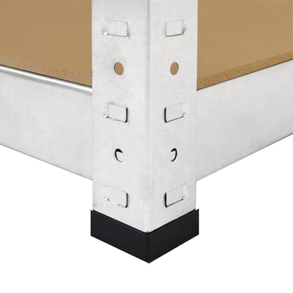 2 x Robusta Lagerhyllor Silver Verkstadshylla Garagehylla Verkstad Garage Lager Förvaring MDF Bultfri Bultlös Galvaniserat Stål 180 x 90 x 30 cm