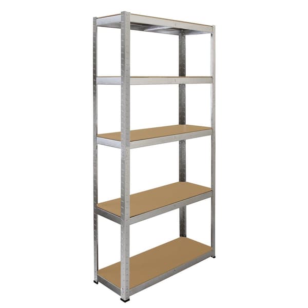 2 x Robusta Lagerhyllor Silver Verkstadshylla Garagehylla Verkstad Garage Lager Förvaring MDF Bultfri Bultlös Galvaniserat Stål 180 x 90 x 30 cm