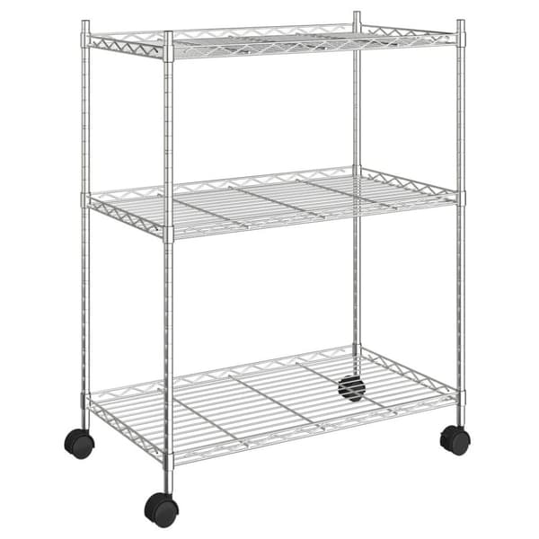 vidaXL opbevaringsstativ med 3 hylder og hjul 60x35x81 cm 150 kg krom
