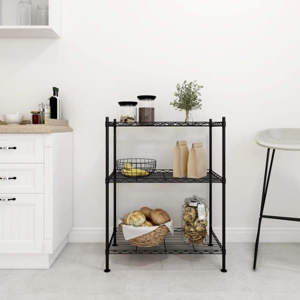 vidaXL 3-kerroksinen varastohylly 60x35x76 cm musta150 kg