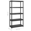Miniatyrbilde 5 av 7: vidaXL Oppbevaringshylle 5 nivåer svart 183x45,7x185 cm plast