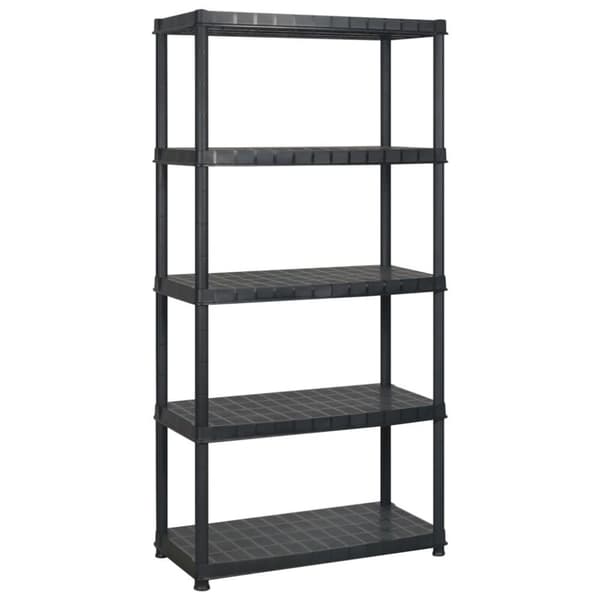vidaXL Oppbevaringshylle 5 nivåer svart 183x45,7x185 cm plast
