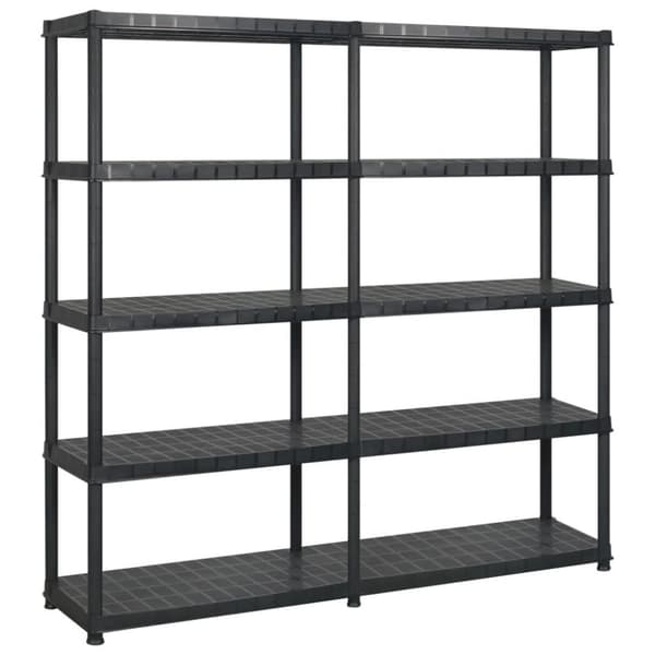 vidaXL Oppbevaringshylle 5 nivåer svart 183x45,7x185 cm plast