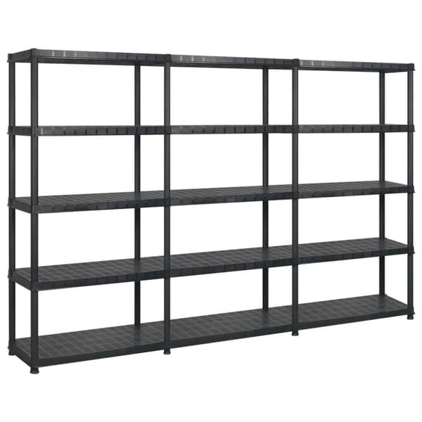 vidaXL Oppbevaringshylle 5 nivåer svart 274,5x45,7x185 cm plast
