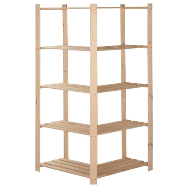 vidaXL 5-kerroksinen varaston kulmahylly 82,5x82,5x170 cm täysi mänty