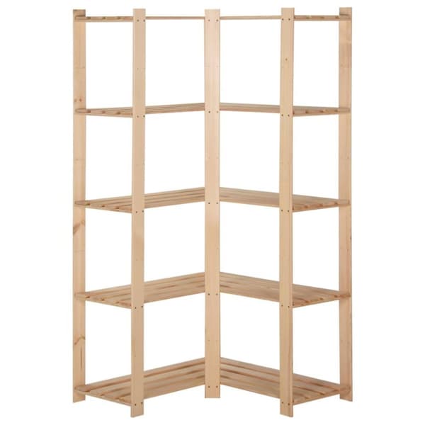 vidaXL 5-kerroksinen varaston kulmahylly 82,5x82,5x170 cm täysi mänty