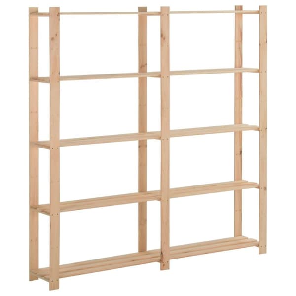 vidaXL opbevaringsreol i 5 niveauer 170x28,5x170 cm massivt fyrretræ