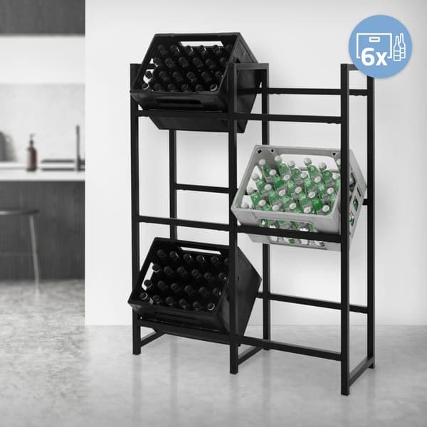 ML-Design Dryckesbackshylla för 6 backar; 91x31x116;5cm; Stål; fristående; Hylla för dryckesbackar; Dryckeshylla Backhylla Backhållare för ölbackar