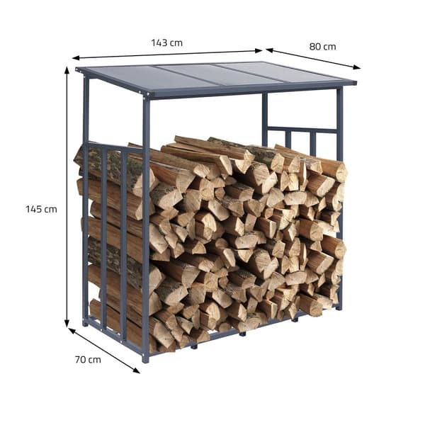 ML-Design metal fireholstery hylde antracit XL 145 x 57 x 145 cm, brænde rack udenfor, haven pejs træstation 1,2 m³, træ line stabling hjælpemiddel