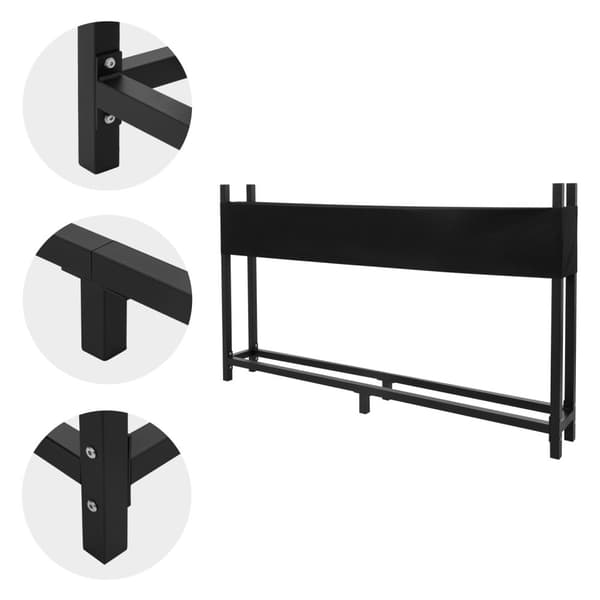 ML-Design Metal Brændekurv med låg 200x25x115 cm Antracit Stål; Stabelhjælp til udendørs brænde med beskyttelsesovertræk; Have brændeskur 0;8m³/1;3