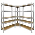 Miniatyrbild 1 av 10: ECD Germany Regalsystem 3-delat set; 2 lagerhyllor 180x90x40 cm med hörnhylla 180x70x40 cm; galvaniserade metallhyllor med 15 hyllplan av MDF-trä;