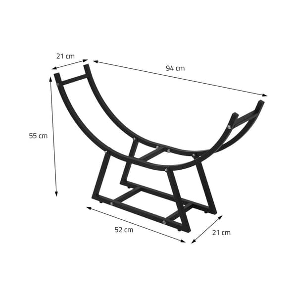 Polttopuuteline 55x94x21 cm musta metalli ML design