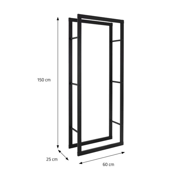 Polttopuuteline 60x150x25 cm musta metalli ML design