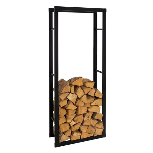 Polttopuuteline 60x150x25 cm musta metalli ML design