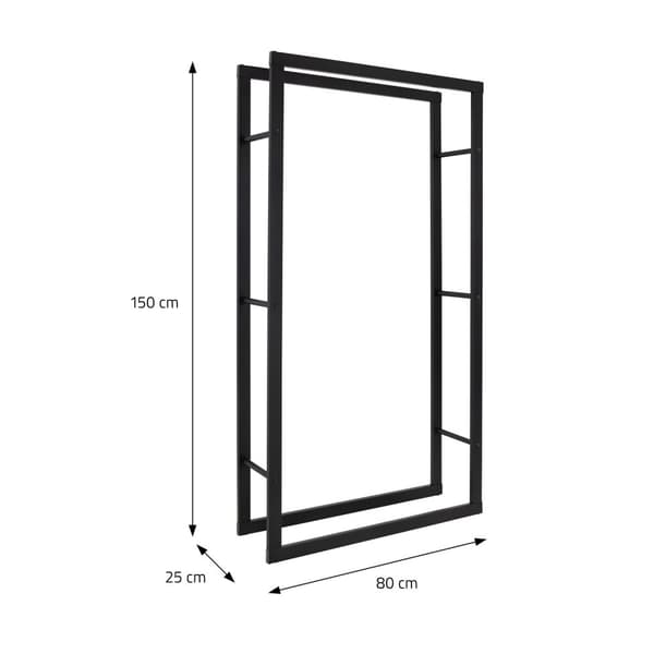 Vedhylla 80x150x25 cm svart metall ML design