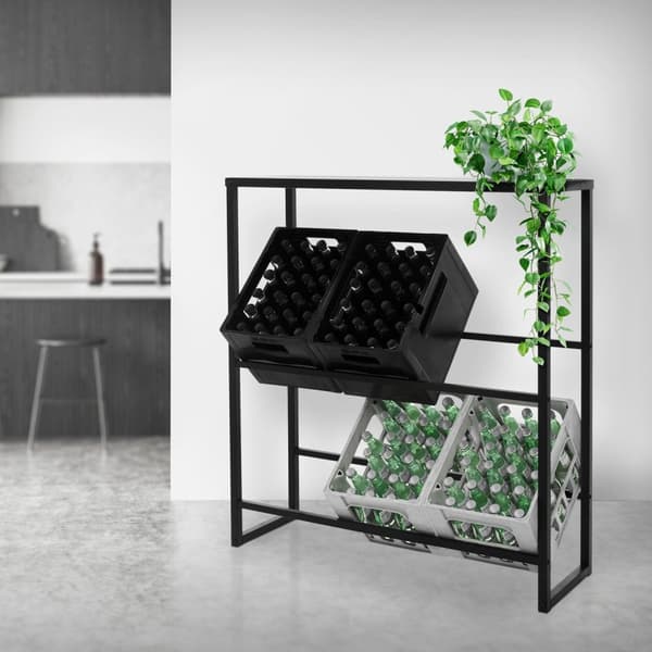 Reol til drikkevarekasser 6 kasser 100x32x108,5 cm antracit stål ML design