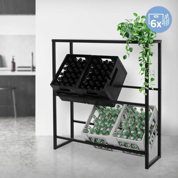Reol til drikkevarekasser 6 kasser 100x32x108,5 cm antracit stål ML design
