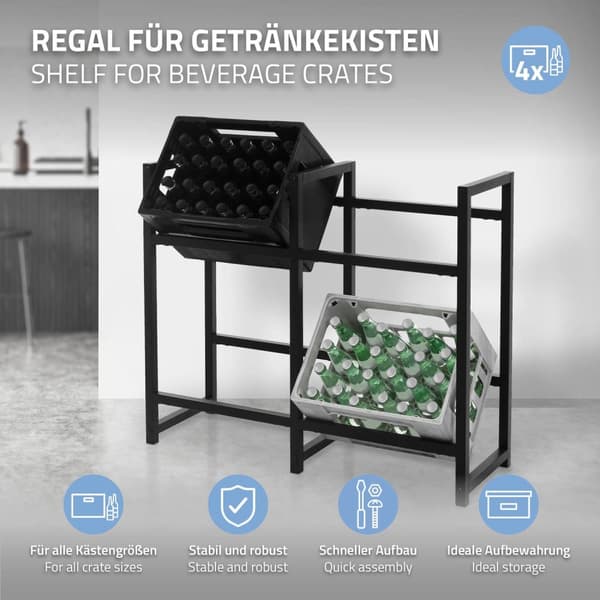 Dryckesbackställ 4 backar 91x31x75,5 cm antracit stål ML design