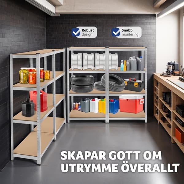 Förvaringshylla i stål - 160 x 160 x 40 cm, 640 kg
