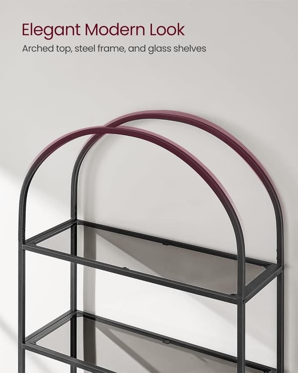 Sort Grå Hylle 5-lags Glass Stål hvelvet