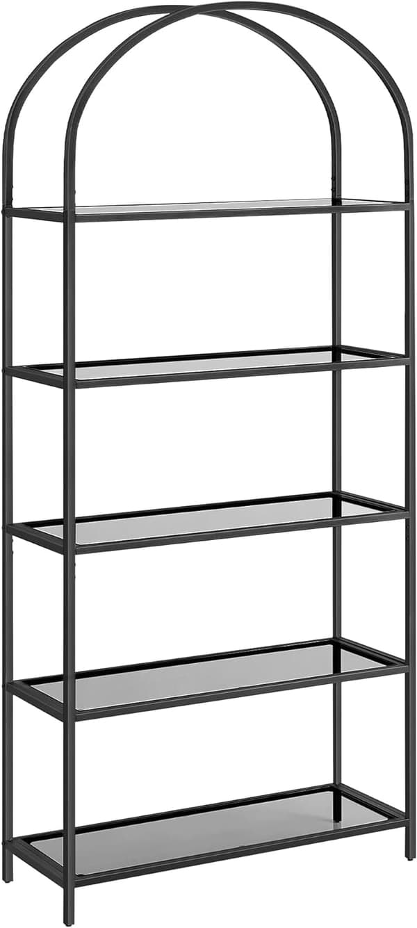 Sort Grå Hylle 5-lags Glass Stål hvelvet