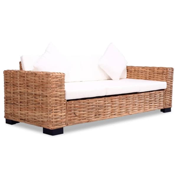 vidaXL 3-personers sofa naturlig rattan
