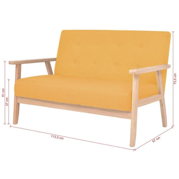 vidaXL sofasæt i 2 dele stof gul