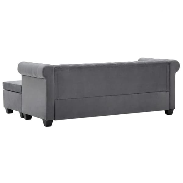 vidaXL L-formet chesterfieldsofa fløjlsbeklædning 199 x 142 x 72 cm grå