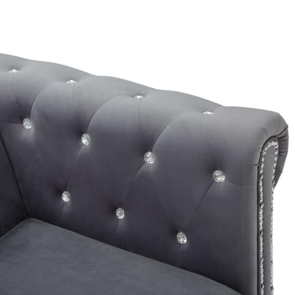 vidaXL L-formet chesterfieldsofa fløjlsbeklædning 199 x 142 x 72 cm grå