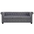 Miniatyrbillede 4 af 10: vidaXL 3-personers chesterfieldsofa fløjlsbeklædning 199 x 75 x 72 cm grå
