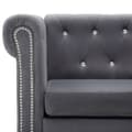 Miniatyrbillede 7 af 10: vidaXL 3-personers chesterfieldsofa fløjlsbeklædning 199 x 75 x 72 cm grå
