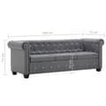 Miniatyrbillede 10 af 10: vidaXL 3-personers chesterfieldsofa fløjlsbeklædning 199 x 75 x 72 cm grå