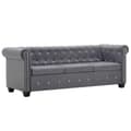 Miniatyrbillede 1 af 10: vidaXL 3-personers chesterfieldsofa fløjlsbeklædning 199 x 75 x 72 cm grå