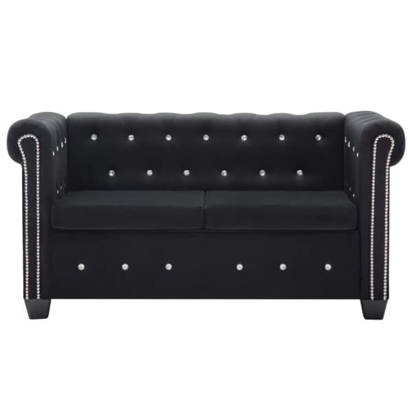 vidaXL Chesterfieldsoffa 2-sits sammet 146x75x72 cm svart