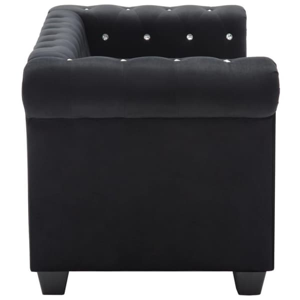 vidaXL Chesterfieldsoffa 2-sits sammet 146x75x72 cm svart