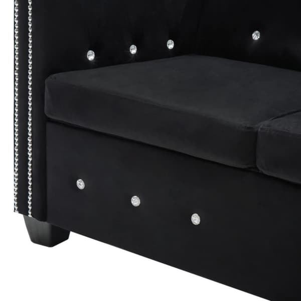 vidaXL Chesterfieldsoffa 2-sits sammet 146x75x72 cm svart