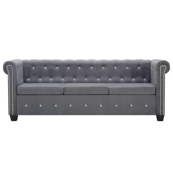 vidaXL Chesterfieldsoffa 3-sits sammet 199x75x72 cm grå
