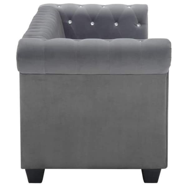 vidaXL Chesterfieldsoffa 3-sits sammet 199x75x72 cm grå