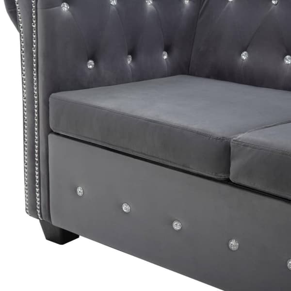 vidaXL Chesterfieldsoffa 3-sits sammet 199x75x72 cm grå