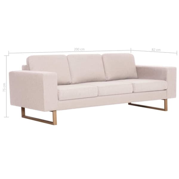 vidaXL 3-personers sofa i stof cremefarvet