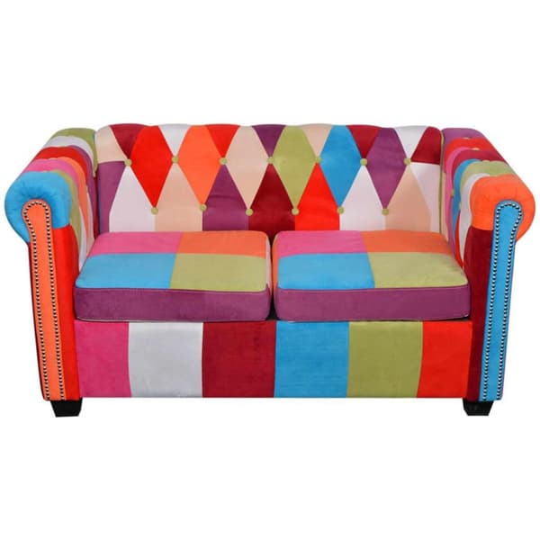 vidaXL Soffgrupp 2 st Chesterfield tyg