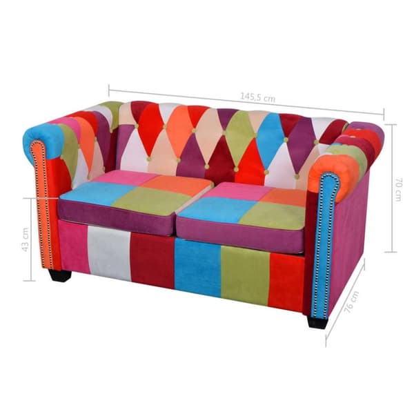 vidaXL Soffgrupp 2 st Chesterfield tyg