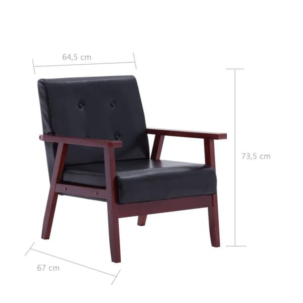 vidaXL sofasæt 3 dele kunstlæder sort